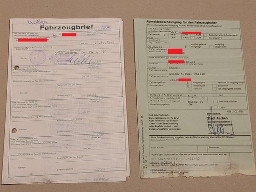 Fahrzeugbrief kfz brief 1981 - brief,