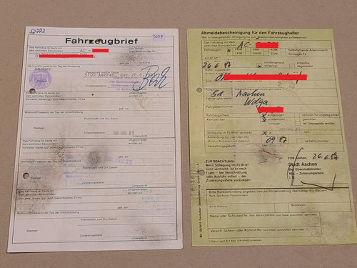 Fahrzeugbrief kfz brief 1981 - fahrzeugbrief,